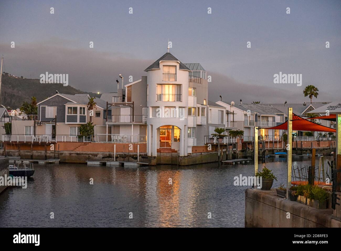 Knysna Waterfront at sunset, Knysna, Garden Route, South Africa Stock Photo