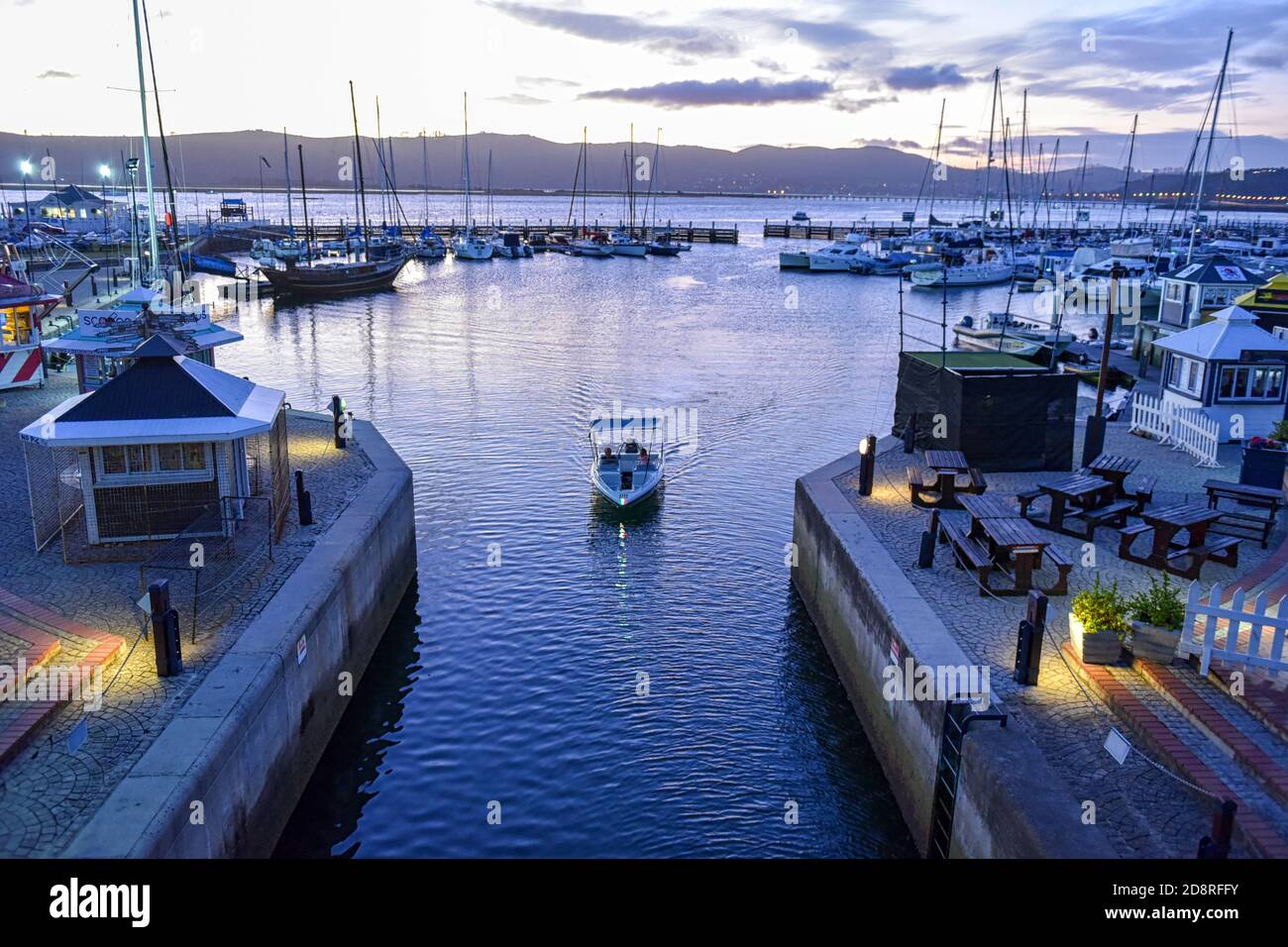 Knysna Waterfront at sunset, Knysna, Garden Route, South Africa Stock Photo