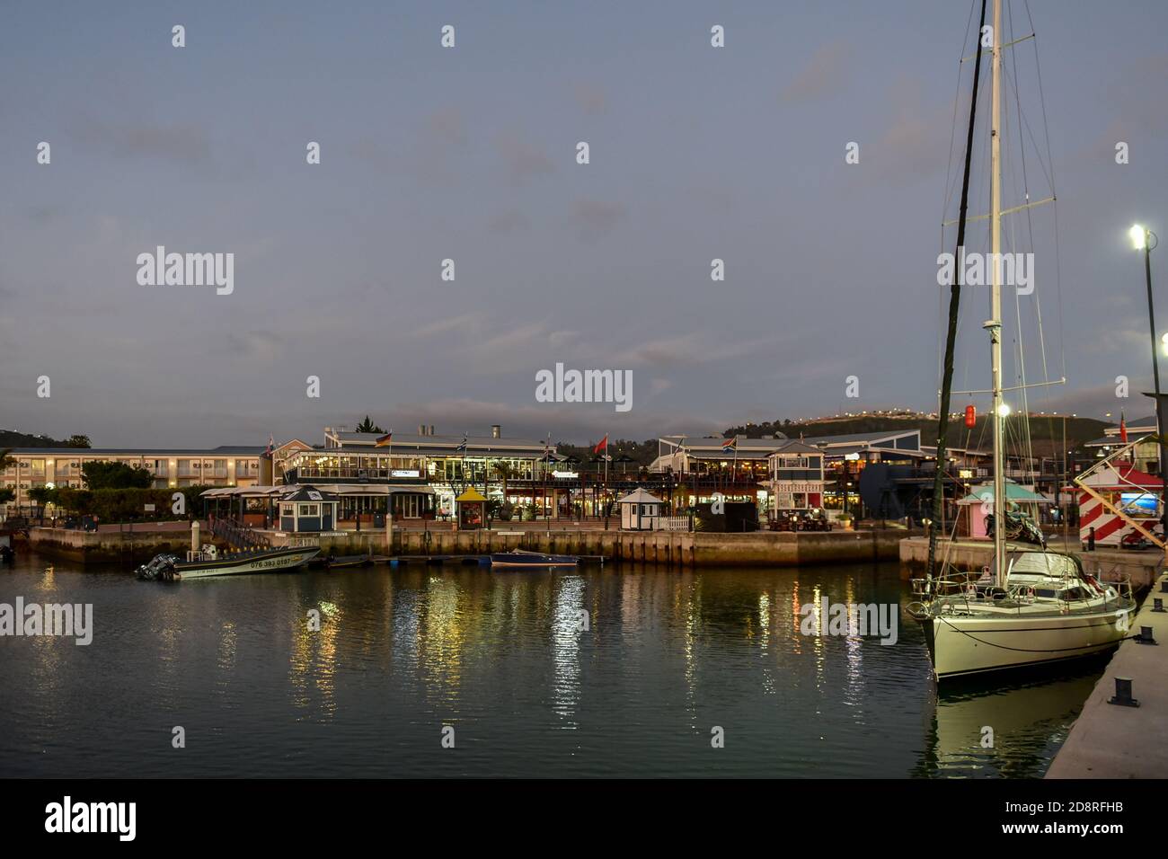 Knysna Waterfront at sunset, Knysna, Garden Route, South Africa Stock Photo