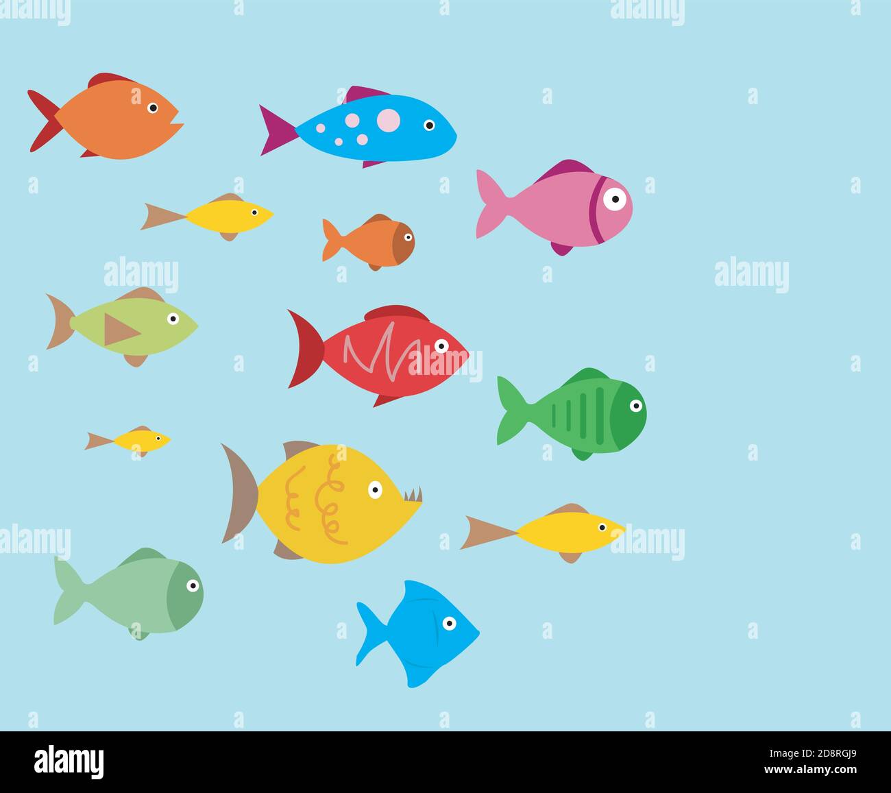 Aquarium Fishes - set of vector icons Stock Vector