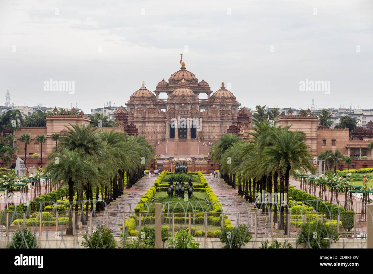 View of the famous Akshardham temple in New Delhi. Stock Photo