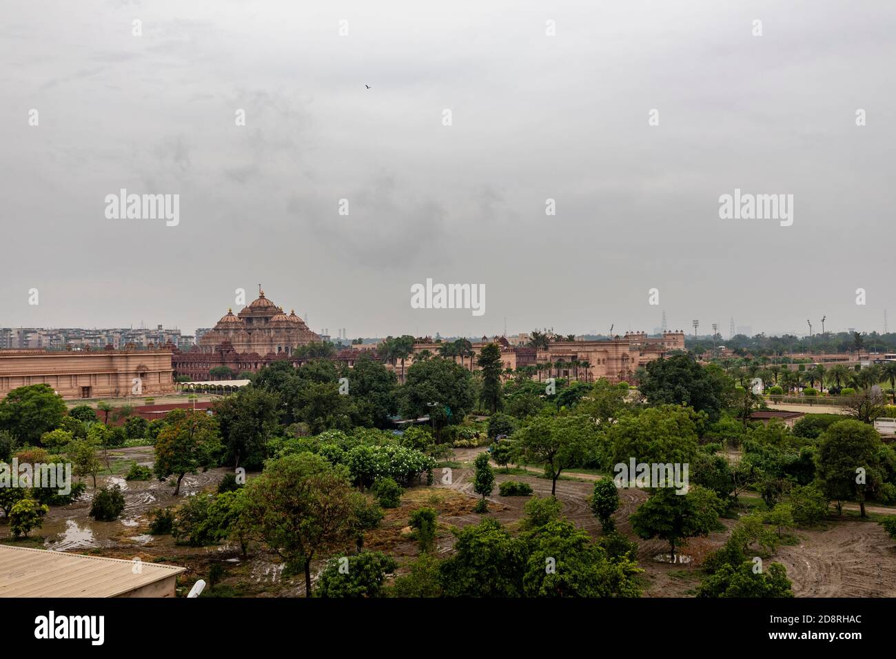 A wide angle view of the famous Akshardham temple in New Delhi. Stock Photo