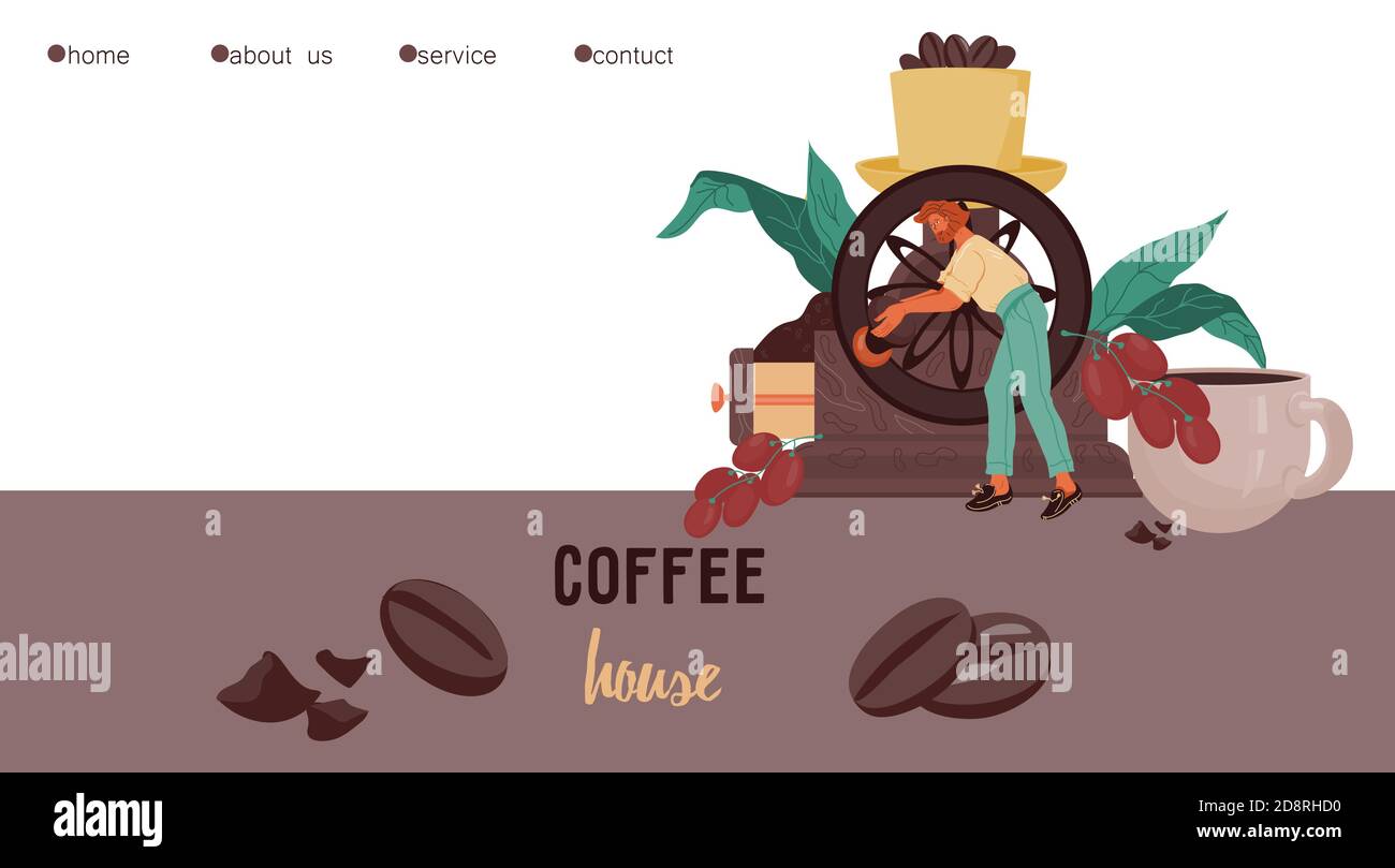 Coffee house or cafeteria website interface flat vector illustration. Stock Vector