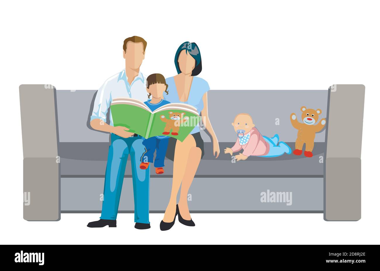 Parents with children reading aloud Stock Vector