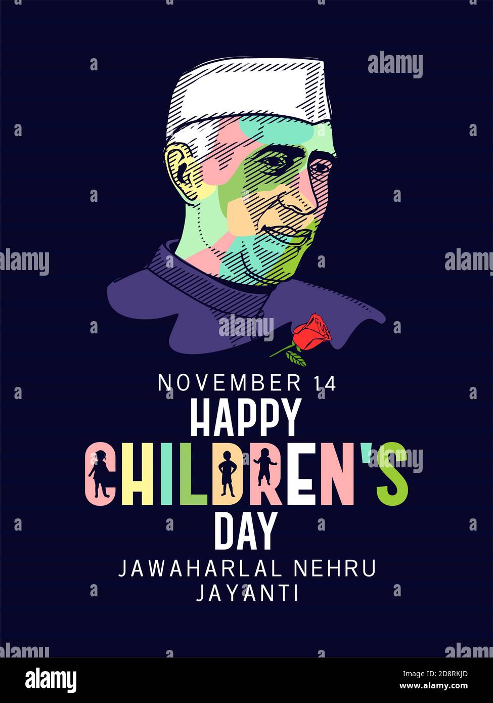 Children day as a tribute Children's Day is celebrated on the first Prime Minister of India, Jawaharlal Nehru's birthday also known Jayanti, vector de Stock Vector