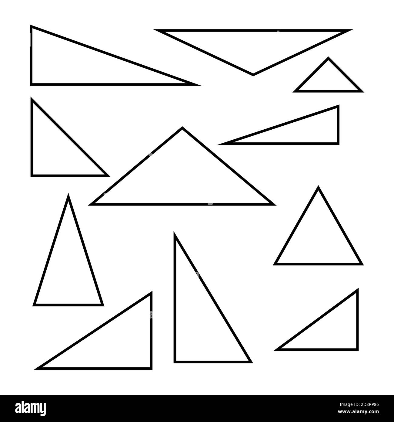 Set of triangle line design, Collection of art shape isolated on white background Stock Vector