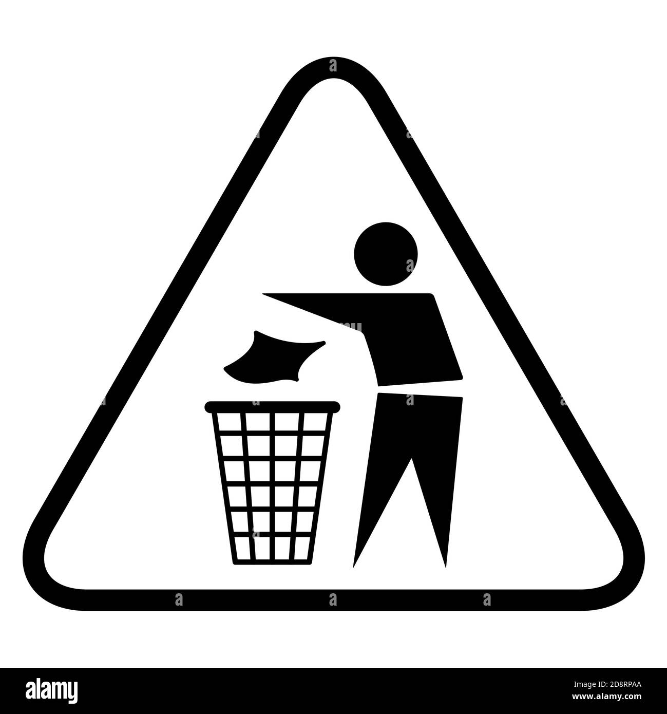 Do not litter flat icon in black triangle isolated on white background. Keep it clean vector illustration. Tidy symbol . Stock Vector