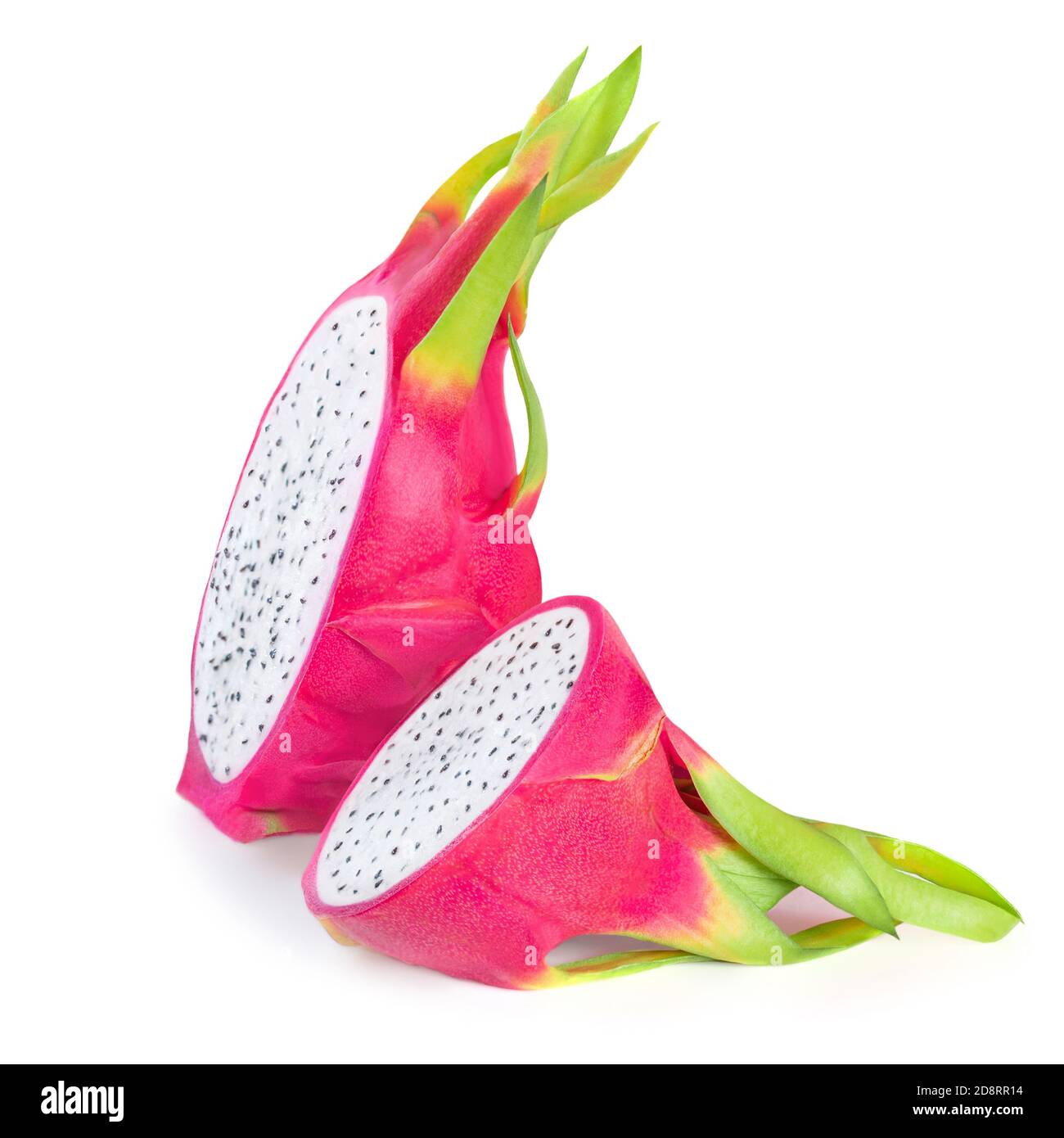 Red Dragon fruit or Pitaya isolated on white background. Sliced Pitaya Summer tropical fruits