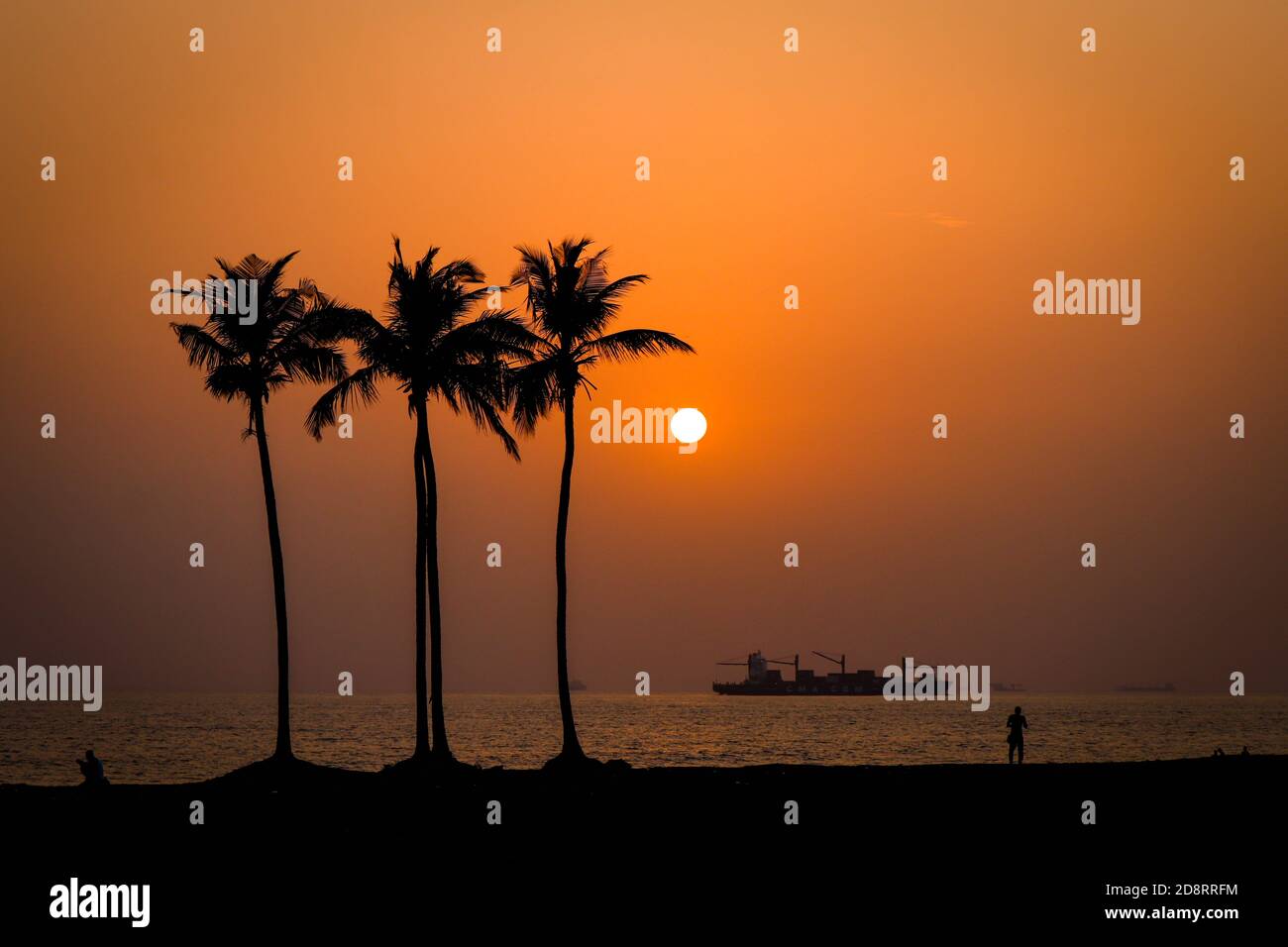 African sunset, Port Bouet, Ivory Coast Stock Photo