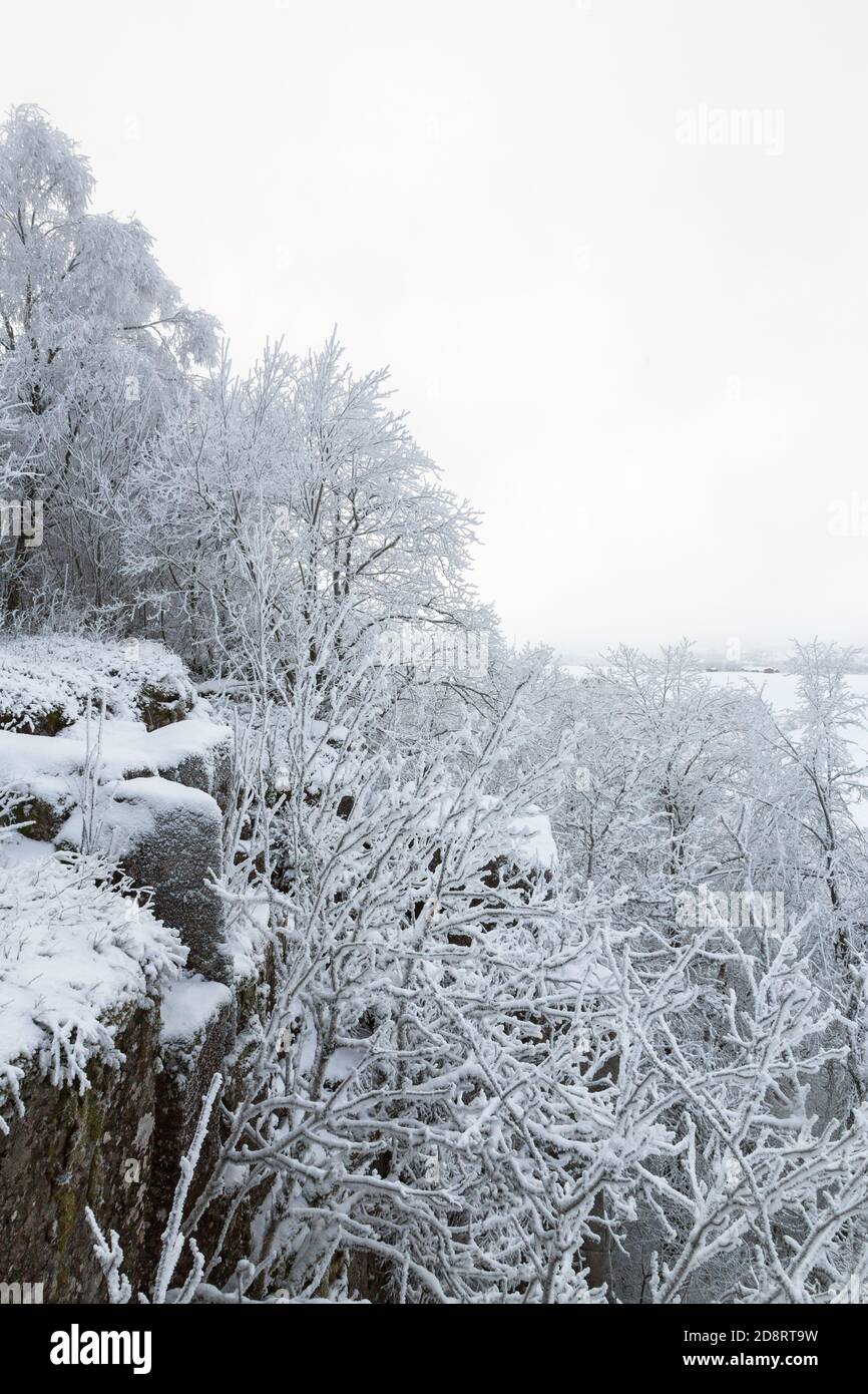 Rock Wall With Snow In The Woods Stock Photo Alamy Rock Wall With Snow In The Woods Stock Photo Alamy