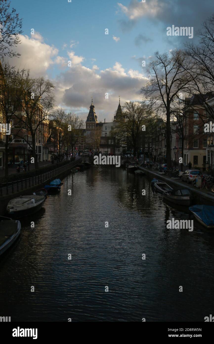 View of the streets and canals of Amsterdam Stock Photo