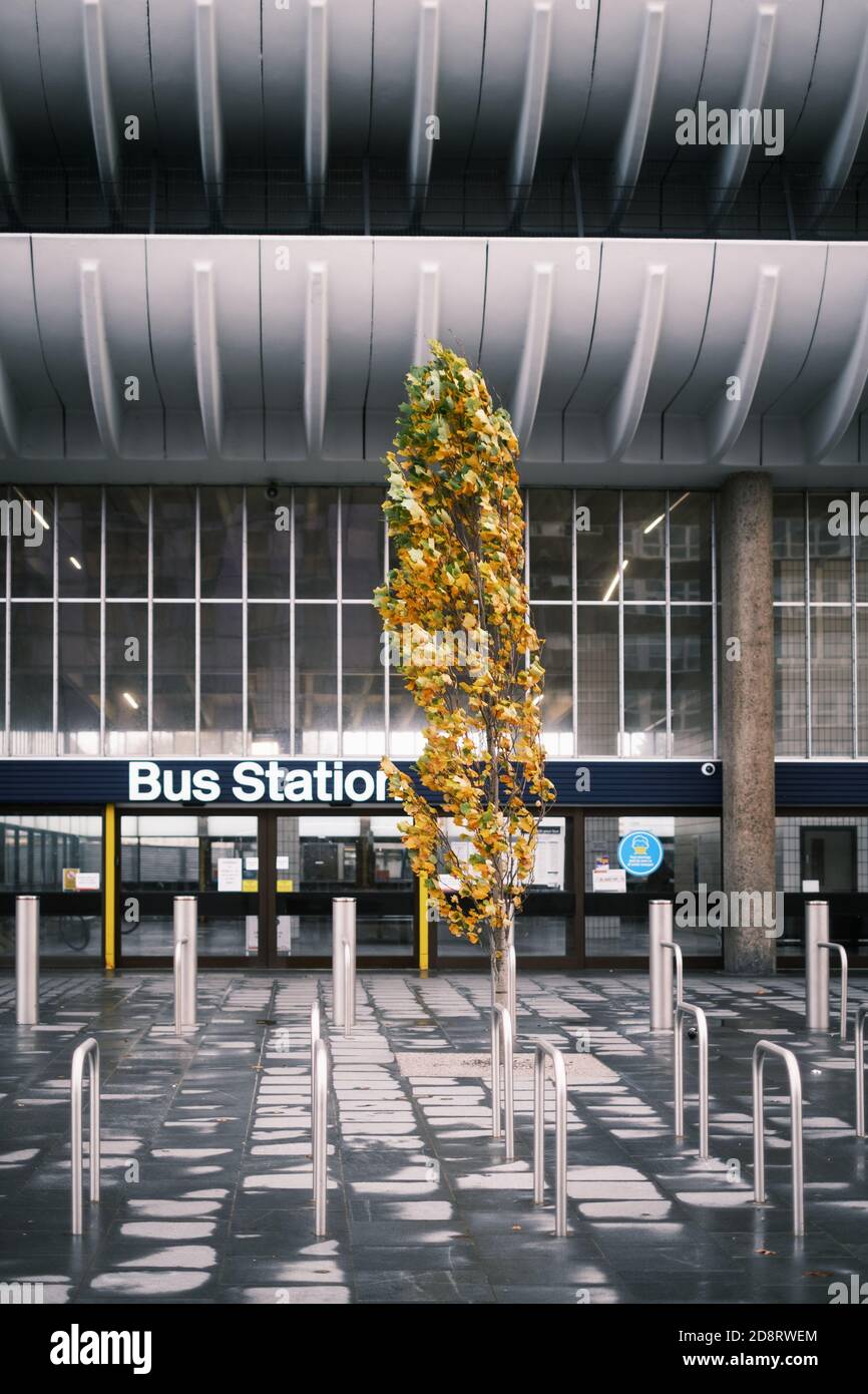 Entrance to Preston Bus Station in Lancashire, which is often referred to as a good example of Brutalist Architecture. Stock Photo