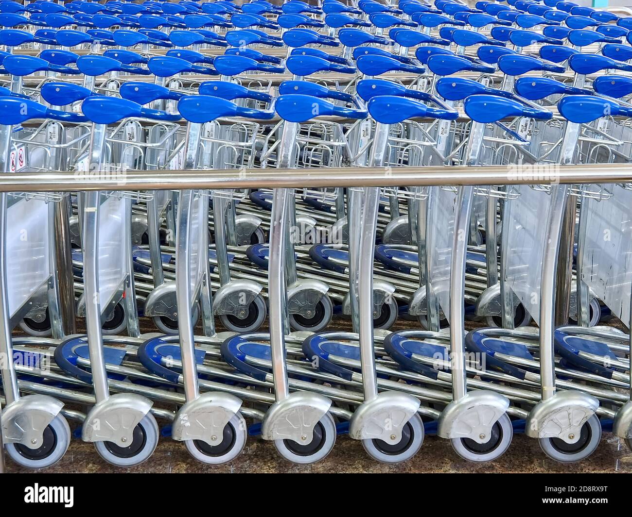 Empty luggage carts at the airport Stock Photo Alamy