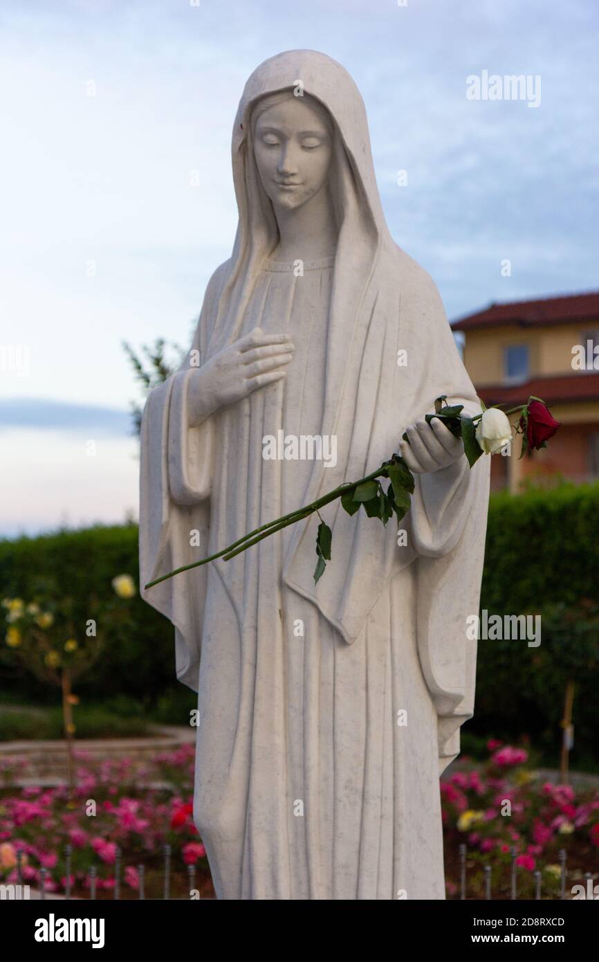 Medjugorje, BiH. 2016/6/5. The statue of the Queen of Peace in the vicinity of the Saint James Church. Stock Photo