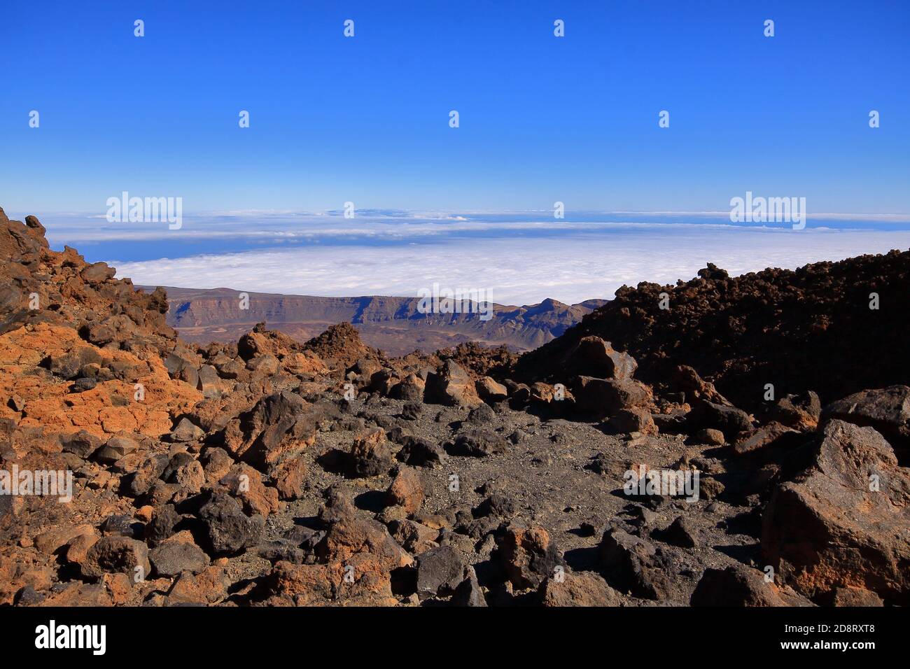 View from top of Mount Teide on Tenerife Stock Photo