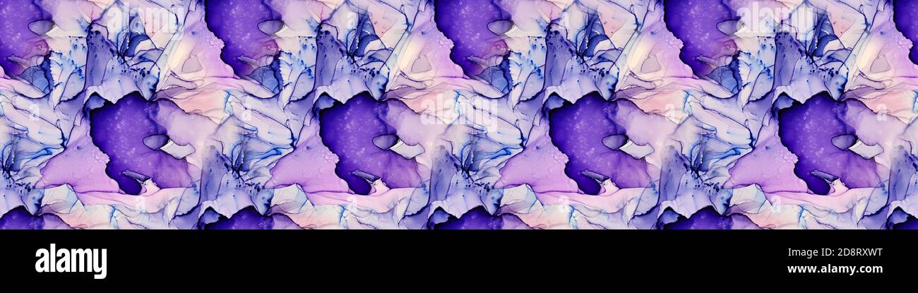 Alcohol ink seamless banner. Flow liquid Stock Photo