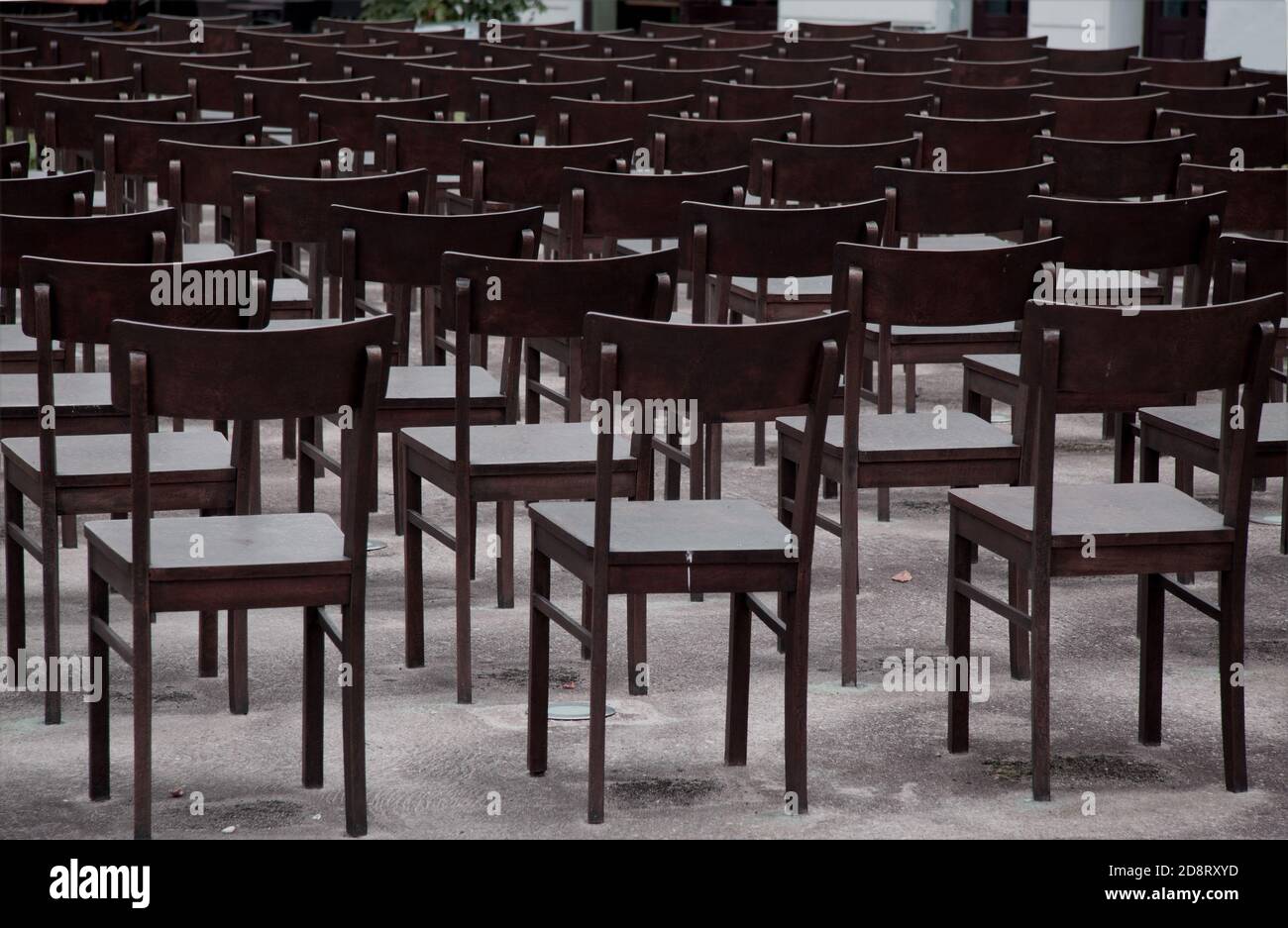 Empty chairs in Leipzig Stock Photo