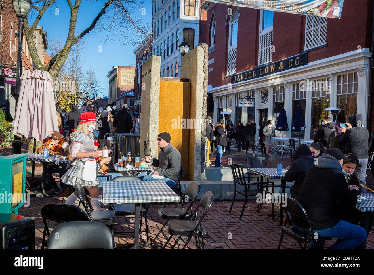 October 31, 2020. Salem, MA. Crowds in Salem on Halloween and heavy