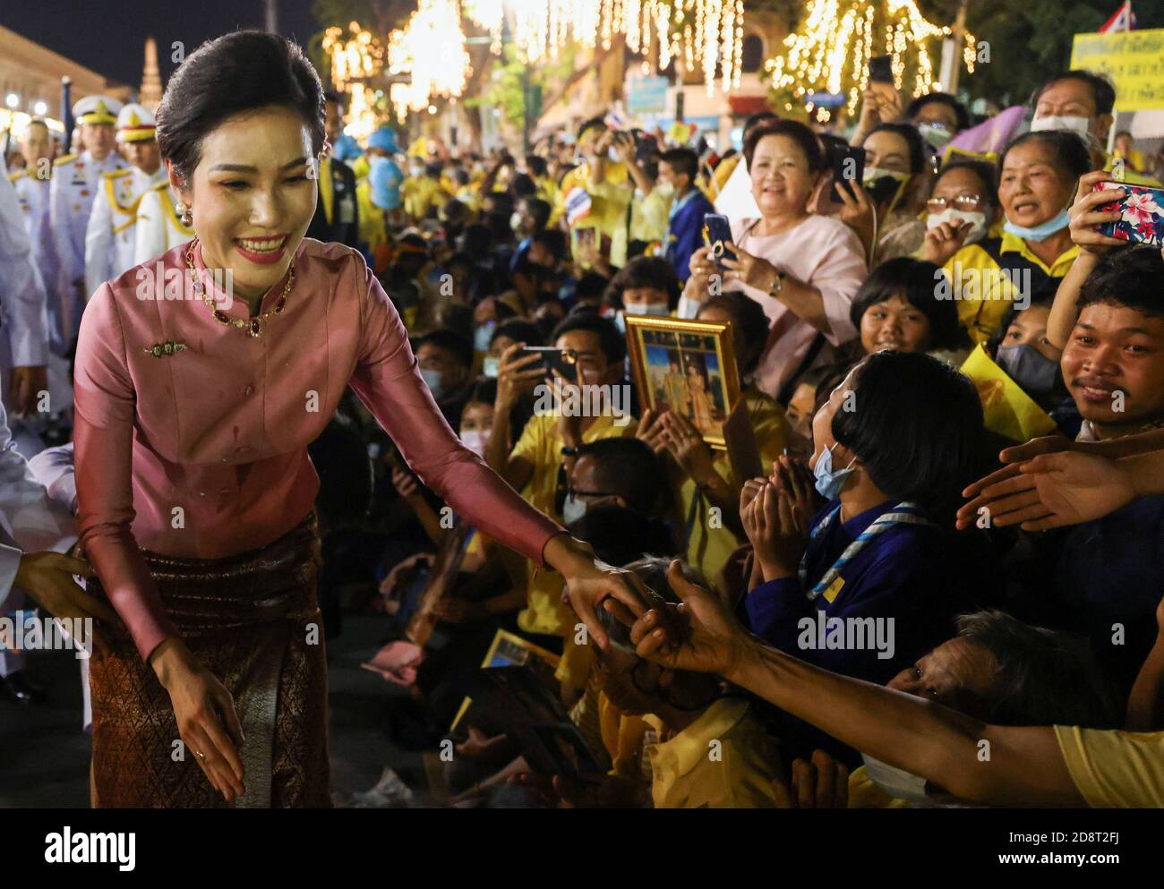 Thailand's Royal Noble Consort Sineenat Wongvajirapakdi greets