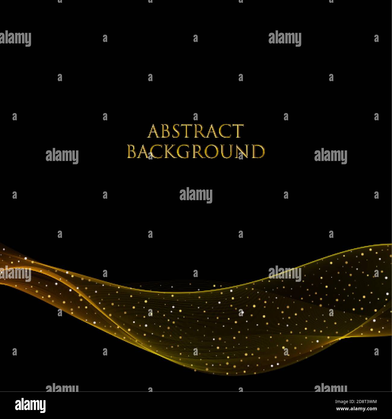 Sparkling golden wave on a black background. Abstract vector ...