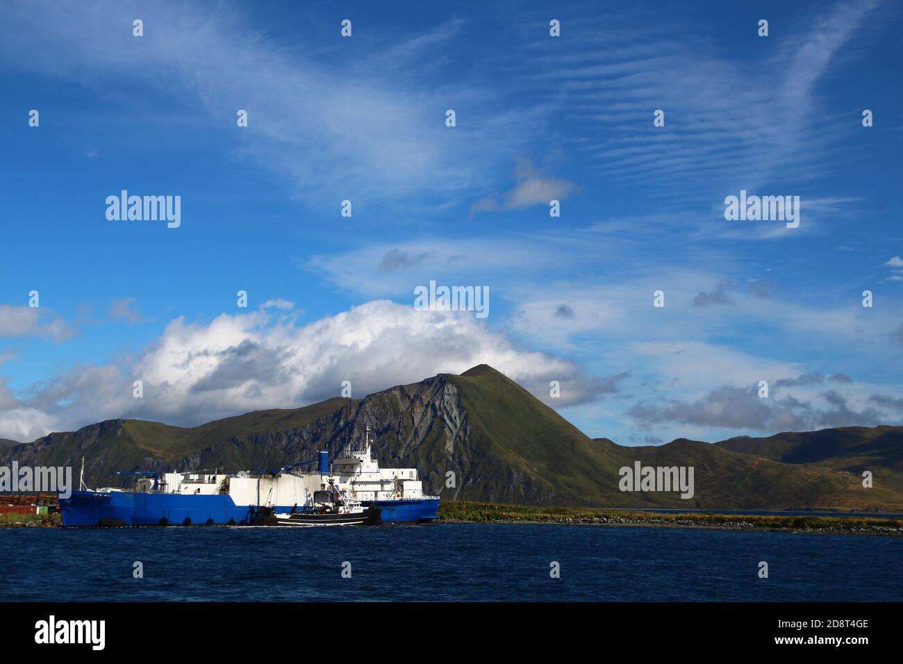 Fish processing ship in Unalaska Harbor, Aleutian Islands, United