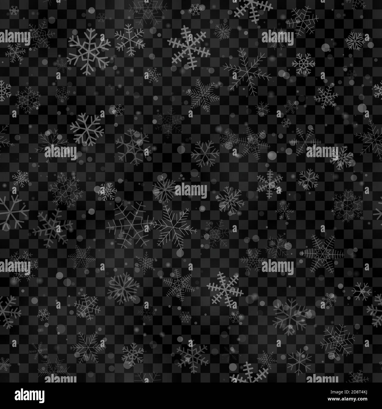 Christmas seamless pattern of snowflakes of different shapes, sizes and ...