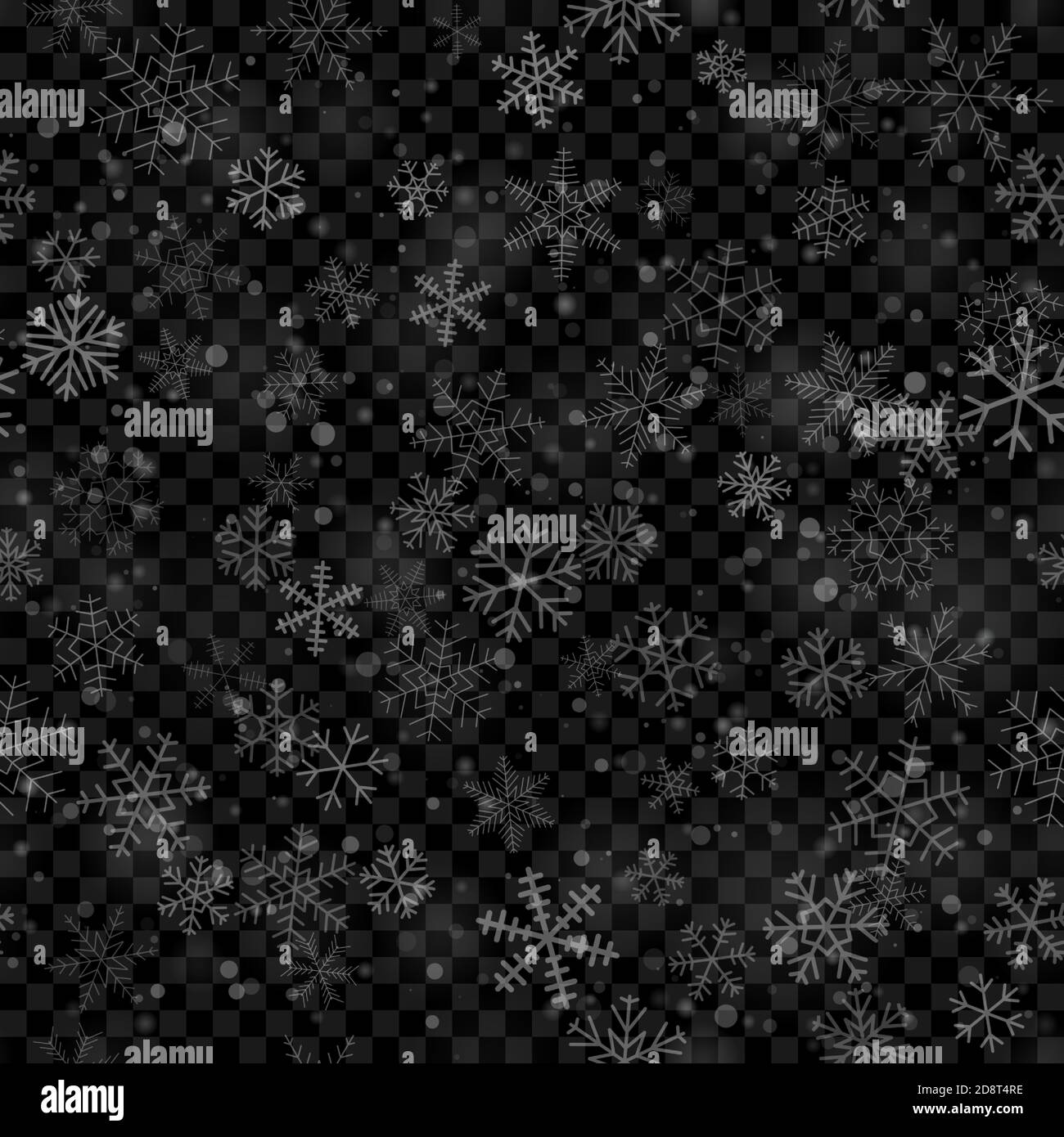Christmas seamless pattern of snowflakes of different shapes, sizes and ...