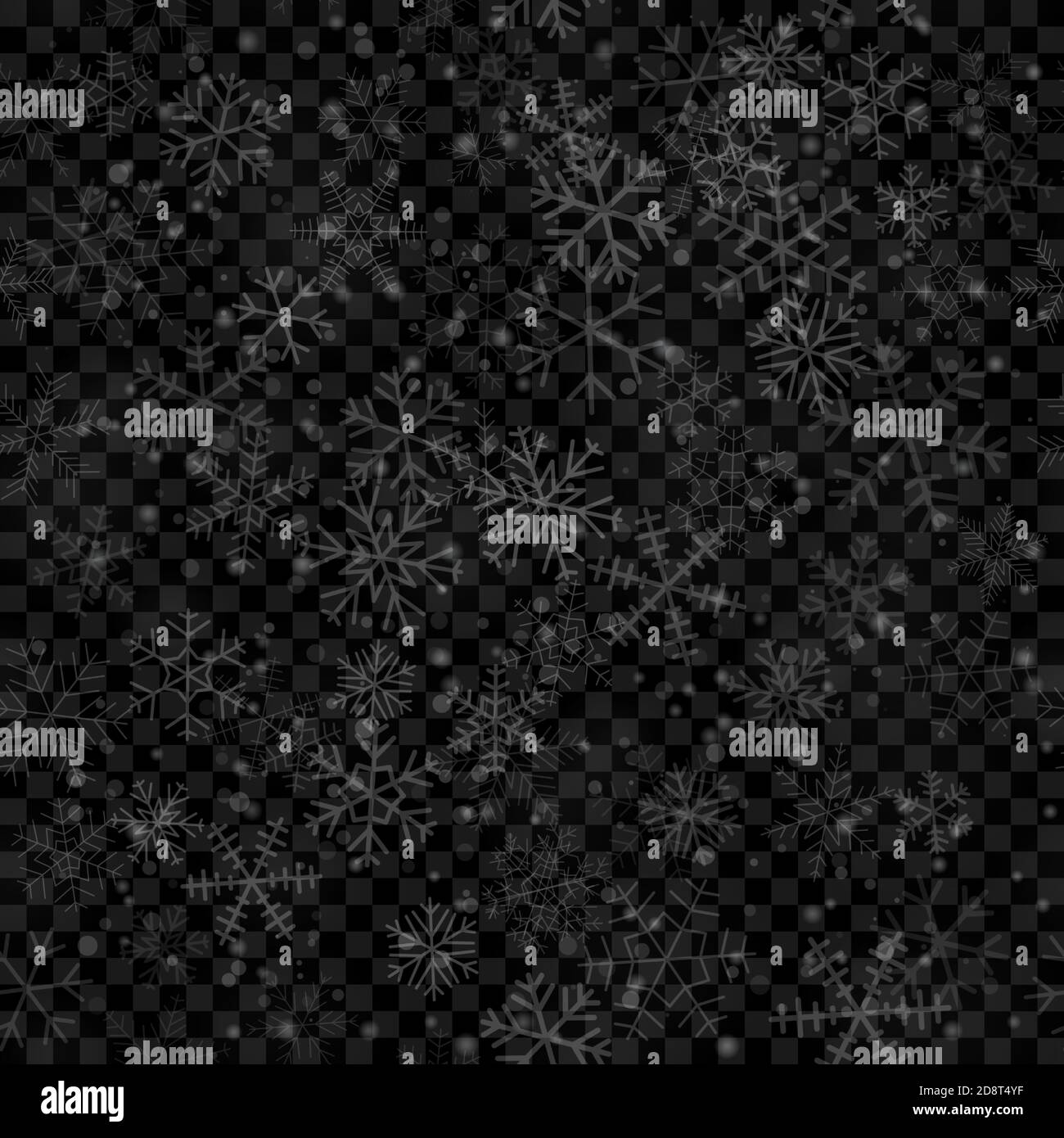 Christmas seamless pattern of snowflakes of different shapes, sizes and ...