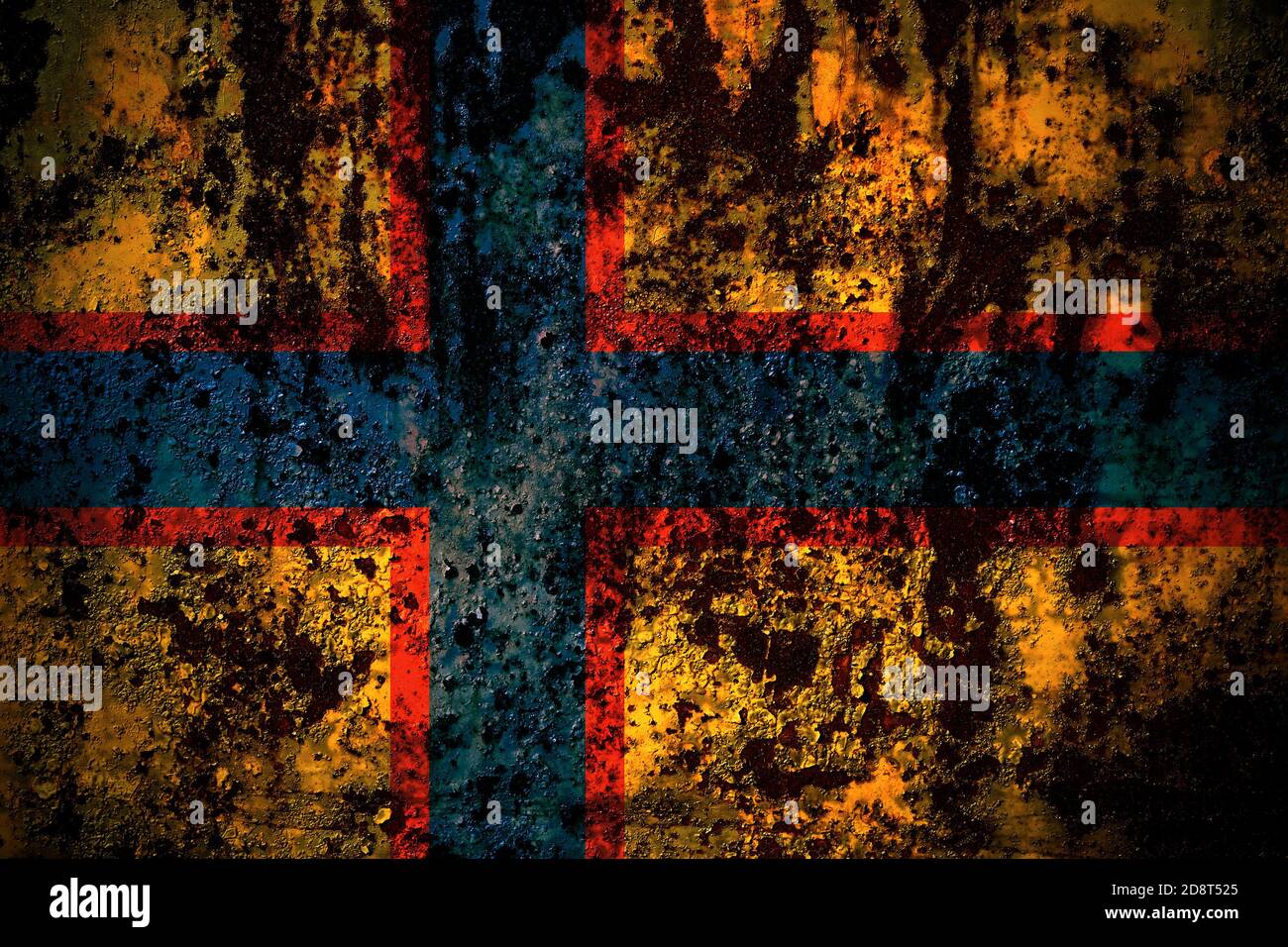 Ingrian people flag on grunge metal background texture with scratches ...