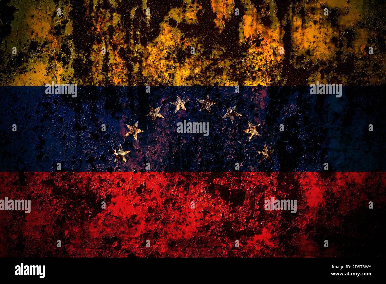 Venezuela flag on grunge metal background texture with scratches and ...