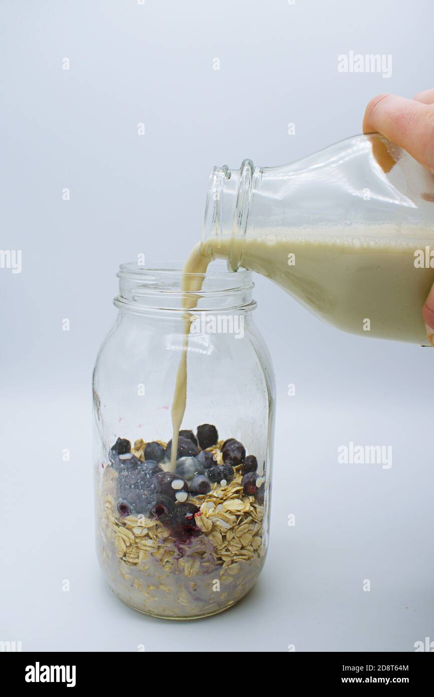 Fresh Homemade Oat Milk Glass Carafe Stock Photo 1556451089