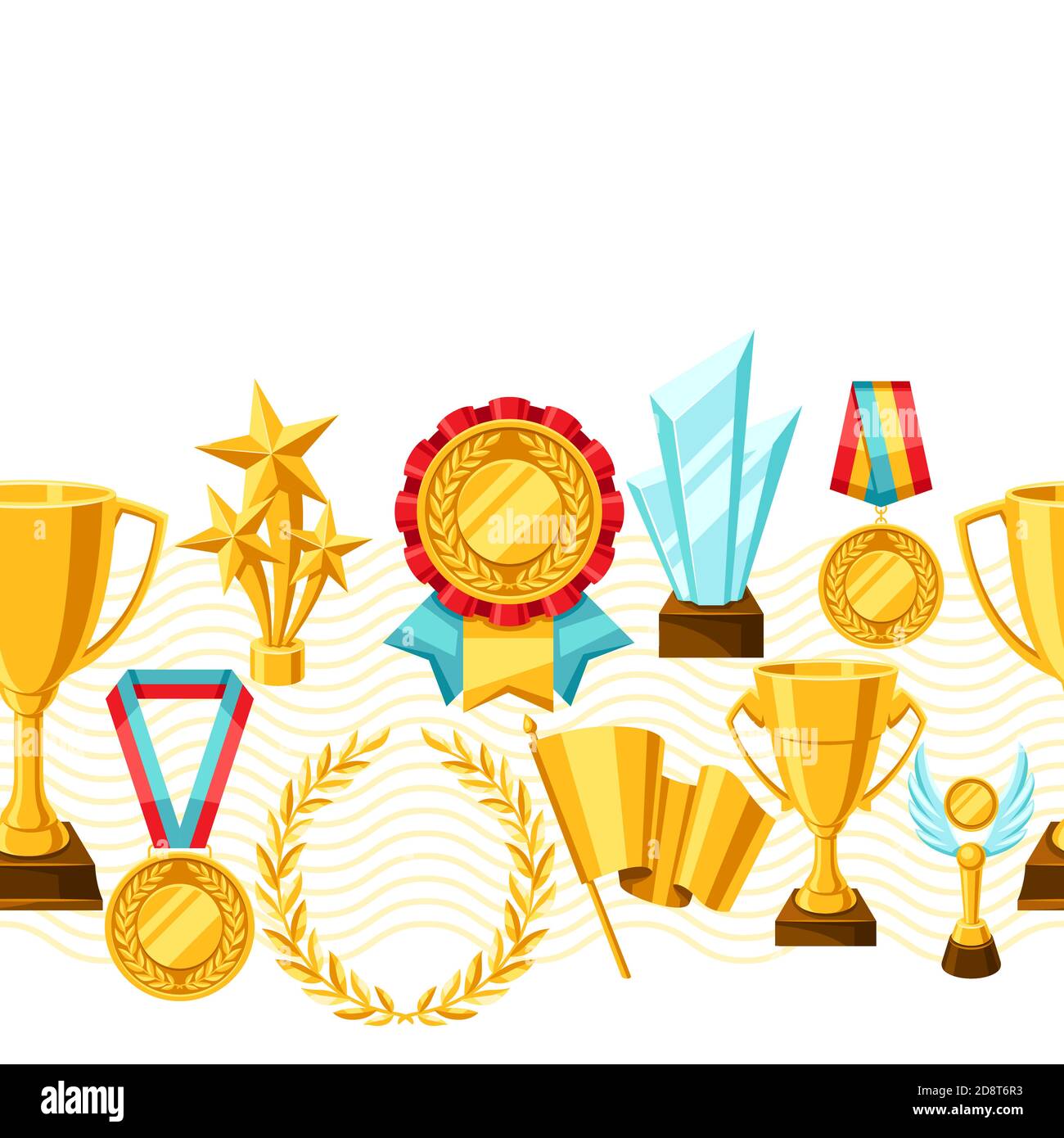 Awards and trophy seamless pattern. Stock Vector