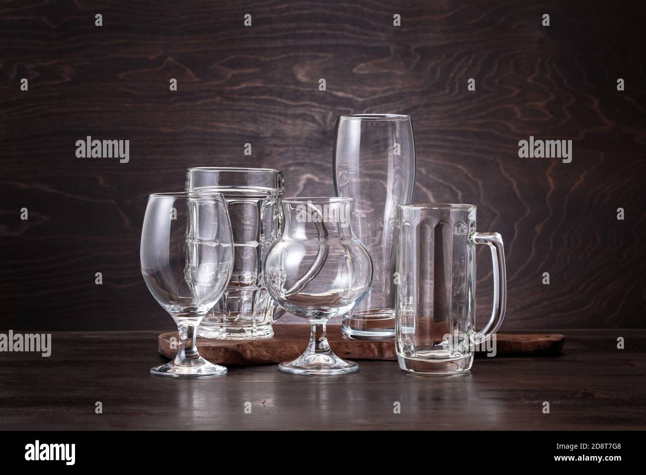 Empty beer glasses Stock Photo