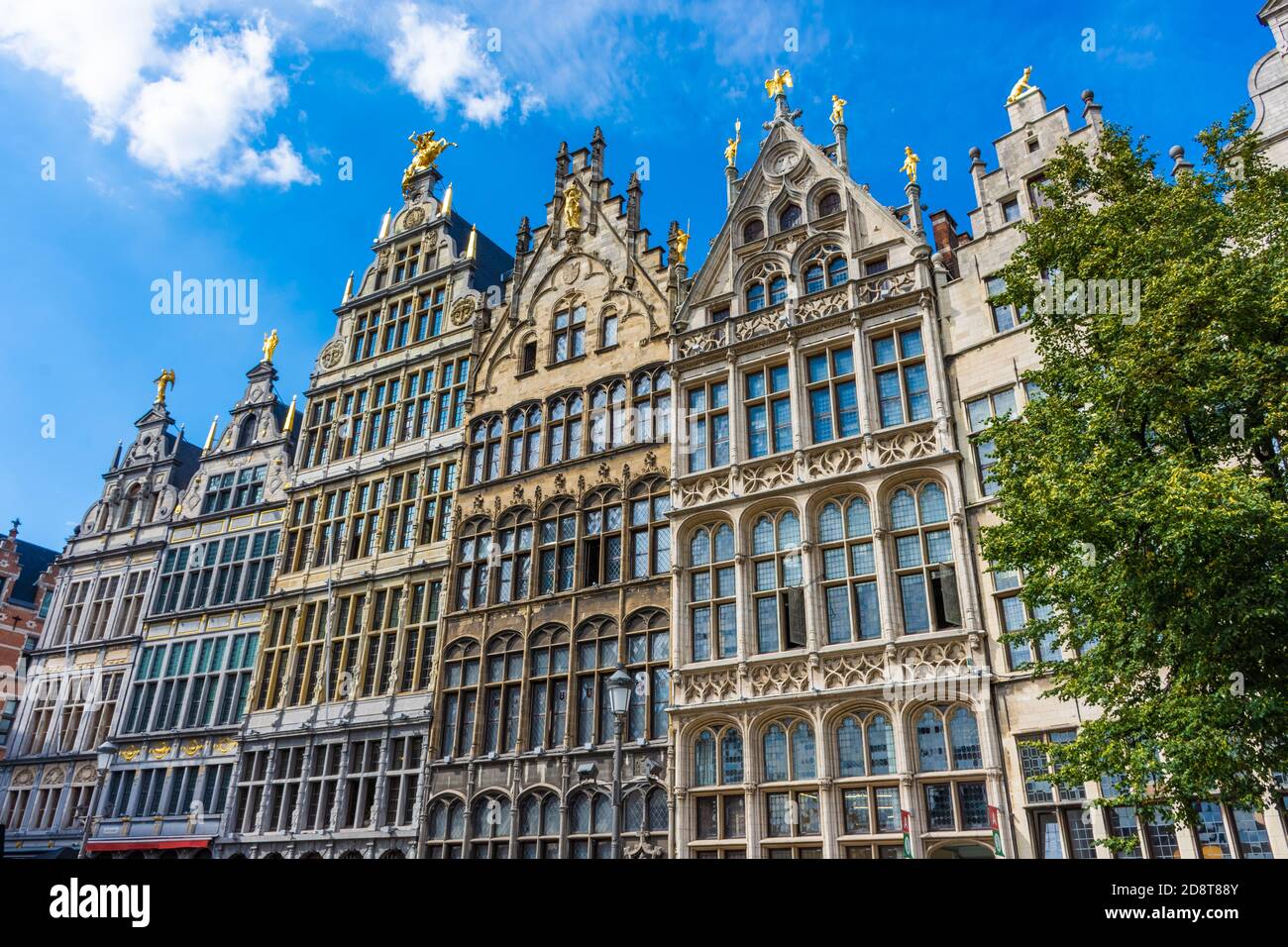 Beautiful historic buildings in the city center of antwerp, Belgium ...