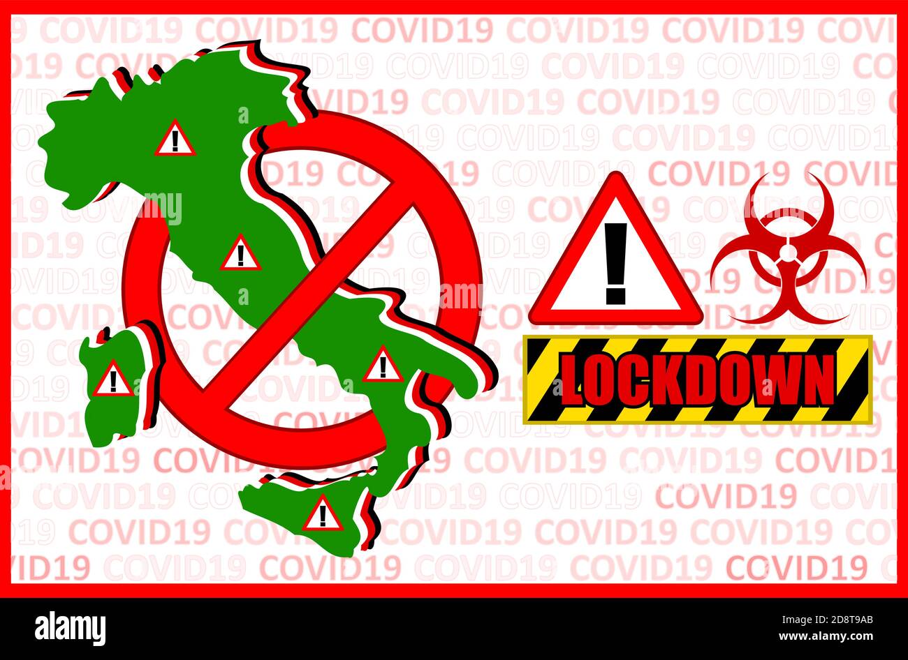 Vector illustration on the lockdown in Italy due the coronavirus epidemic Stock Vector