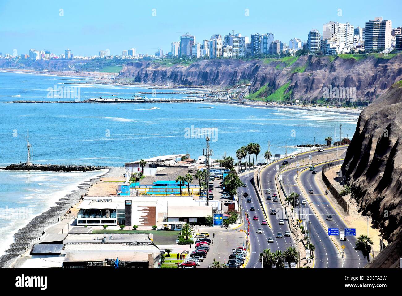 Coastline in Miraflores a district in the south of Lima, Peru Stock Photo