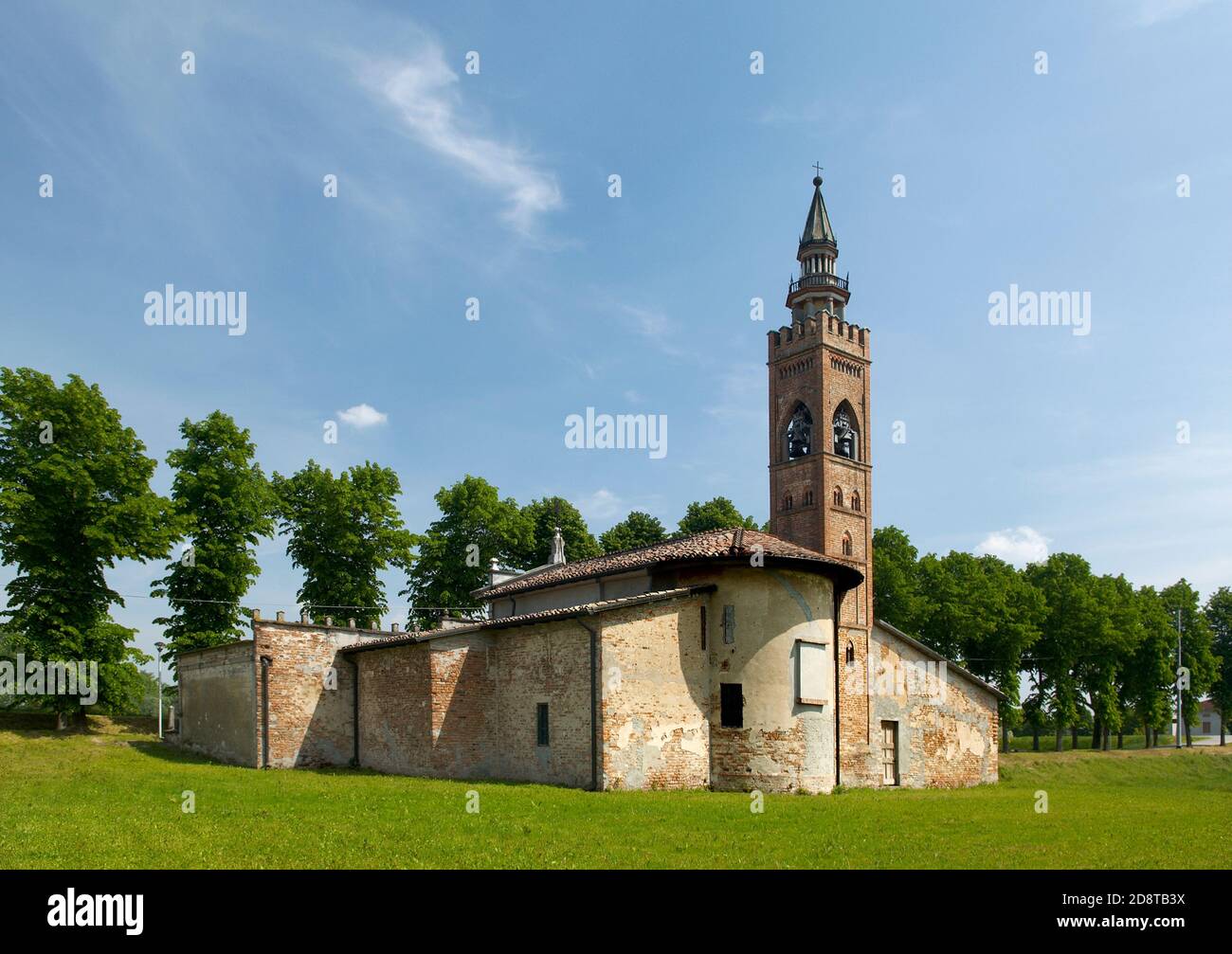 Polesine Parmense (Pr),Emilia Romagna,Italy,the church of Our Lady of Lourdes,the protector floods Stock Photo