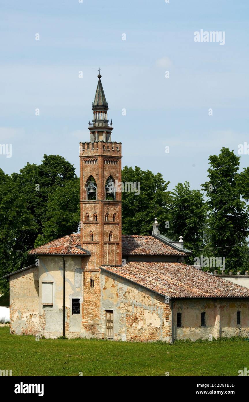 Polesine Parmense (Pr),Emilia Romagna,Italy,the church of Our Lady of Lourdes,the protector floods Stock Photo