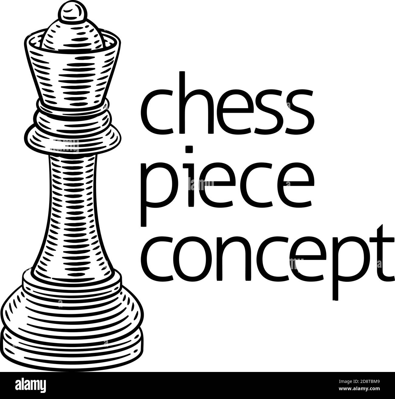 Queen Chess Piece Vintage Woodcut Style Concept Stock Vector