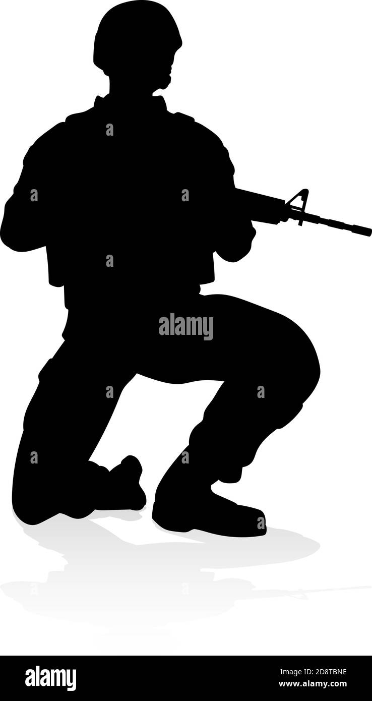 Soldier High Quality Silhouette Stock Vector