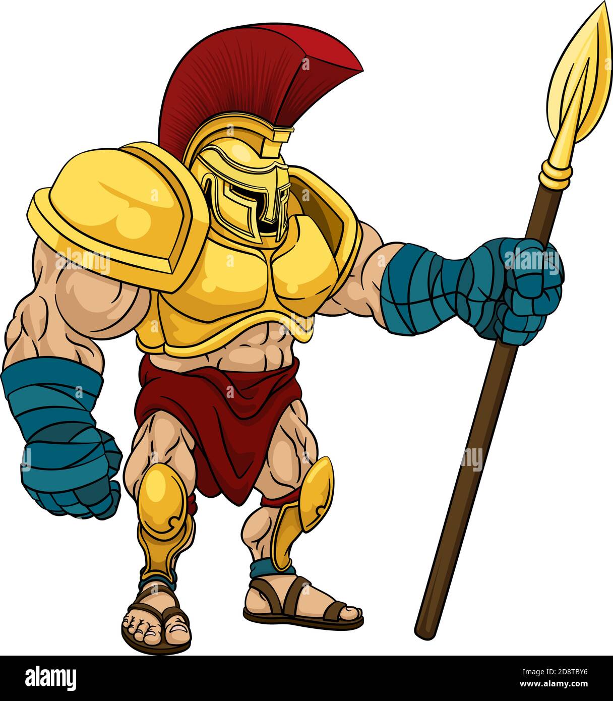 Spartan Gladiator Trojan Warrior Soldier Cartoon Stock Vector