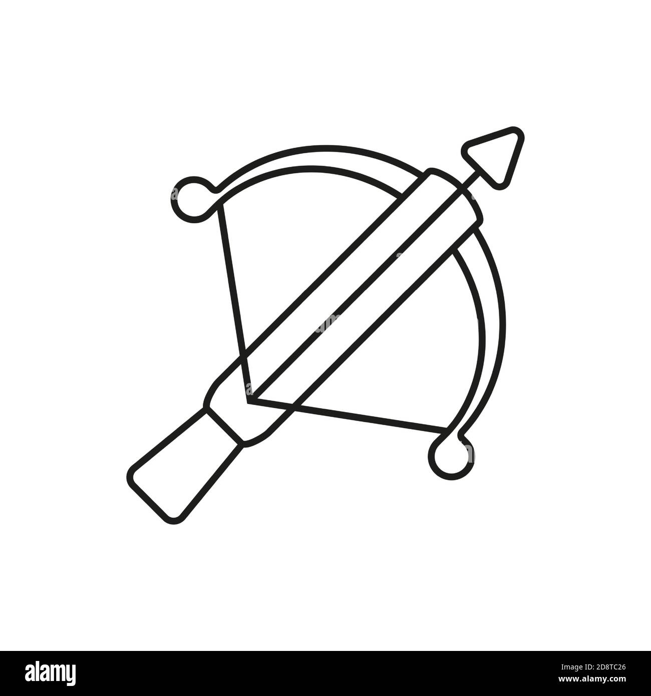 crossbow icon element of weapon icon for mobile concept and web apps. Thin line crossbow icon can be used for web and mobile. Premium icon on white Stock Vector