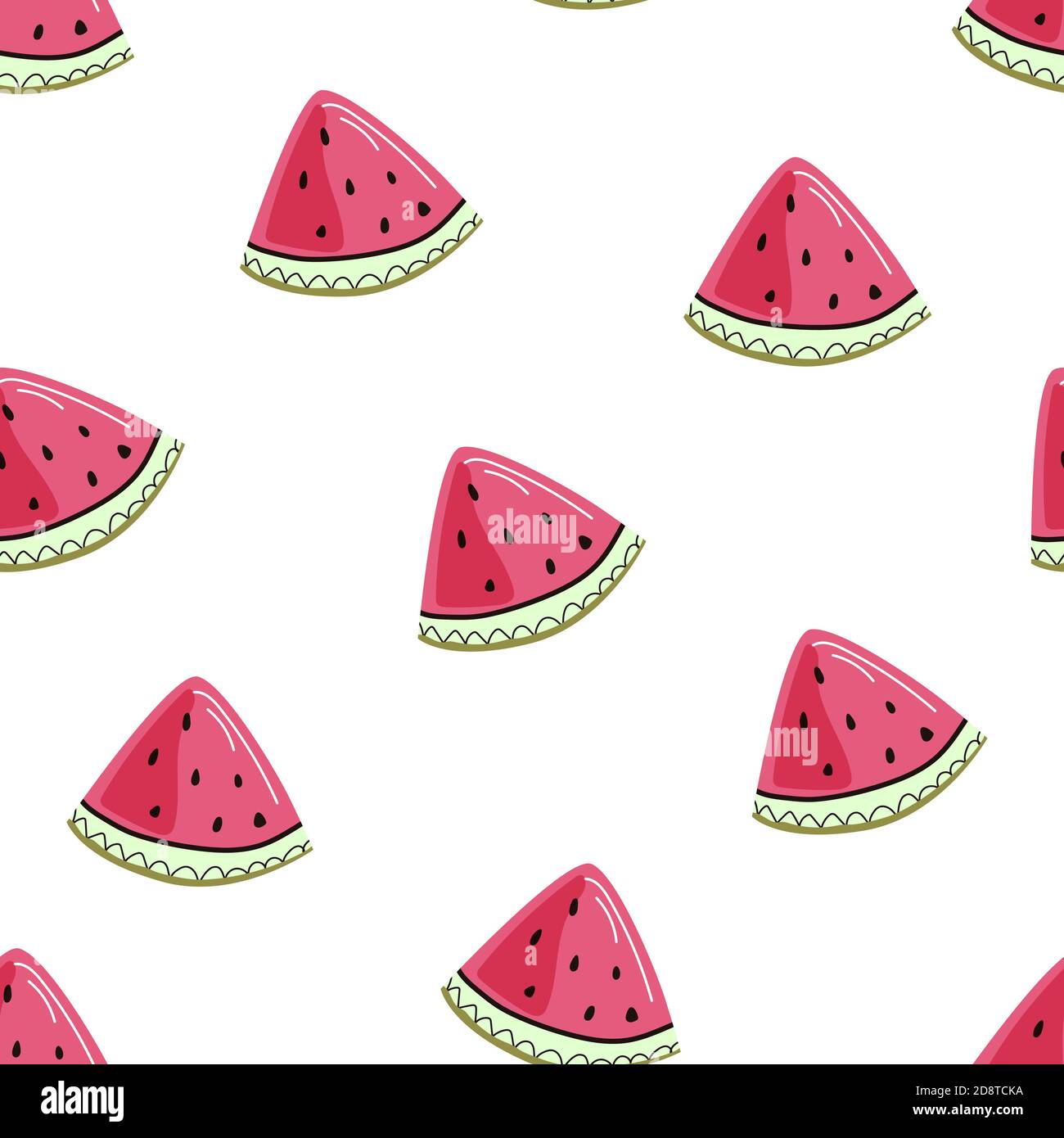 Watermelon vector seamless pattern on the light background. Fruit ...