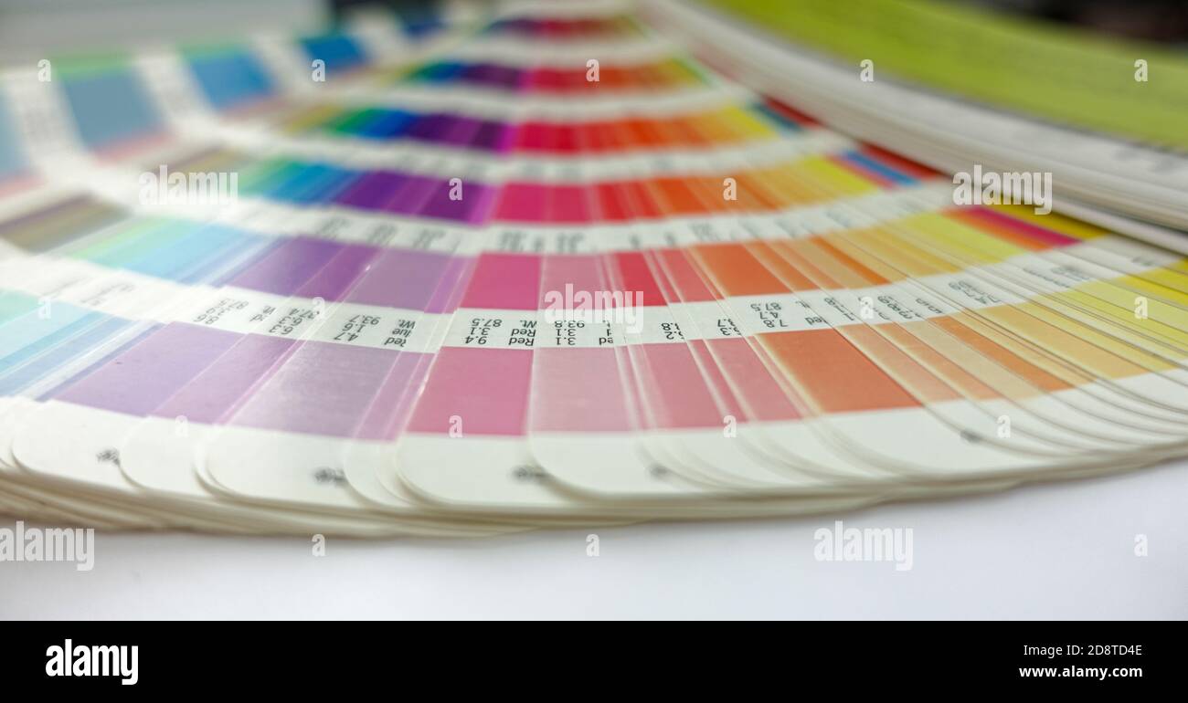 Horizontal image of color guide palette. Choosing colors from catalog