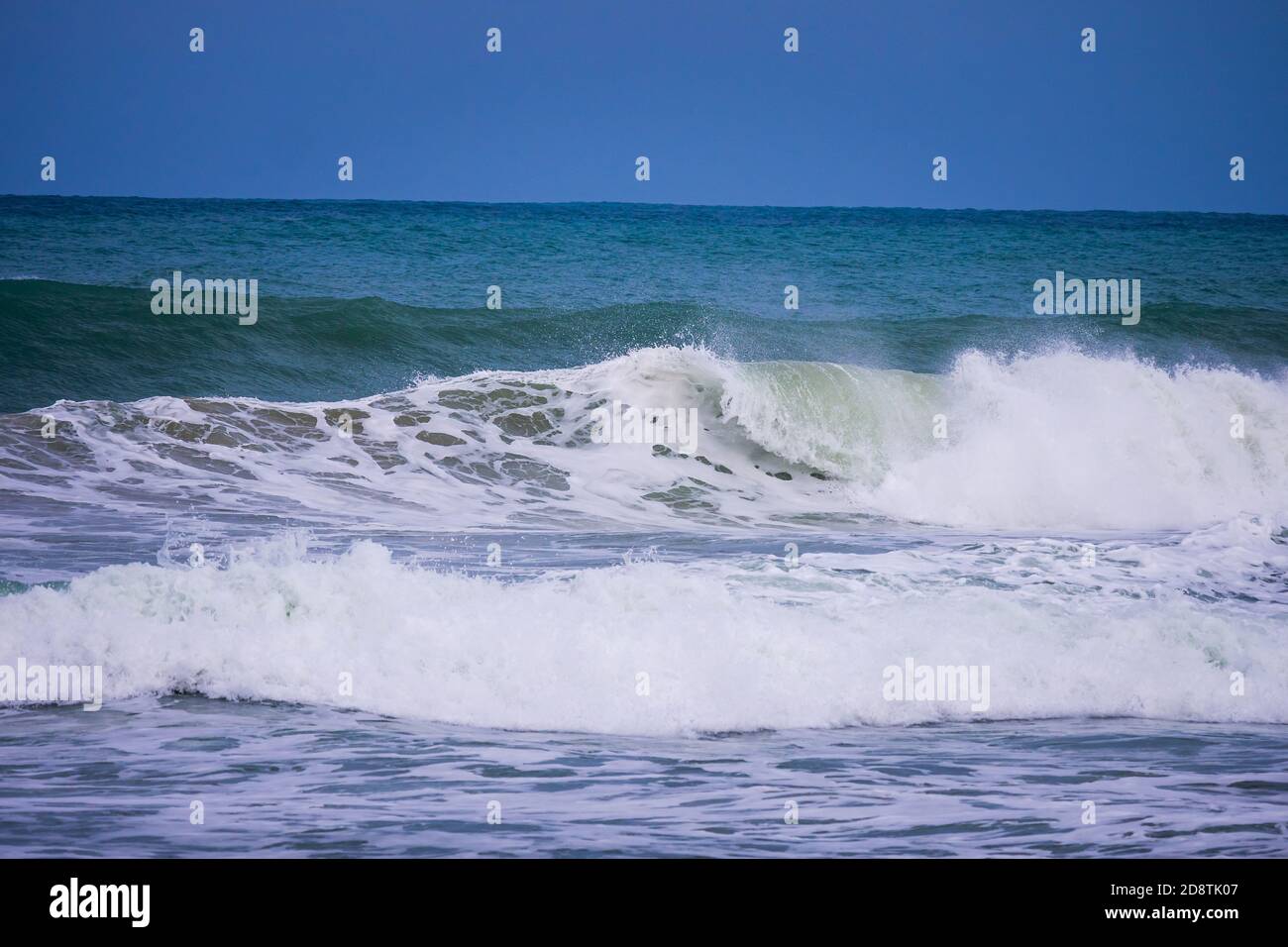 Powerful blue ocean wave with perfect breaking natural background Stock ...