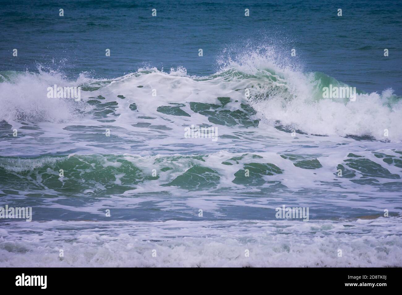 Powerful blue ocean wave with perfect breaking natural background Stock ...