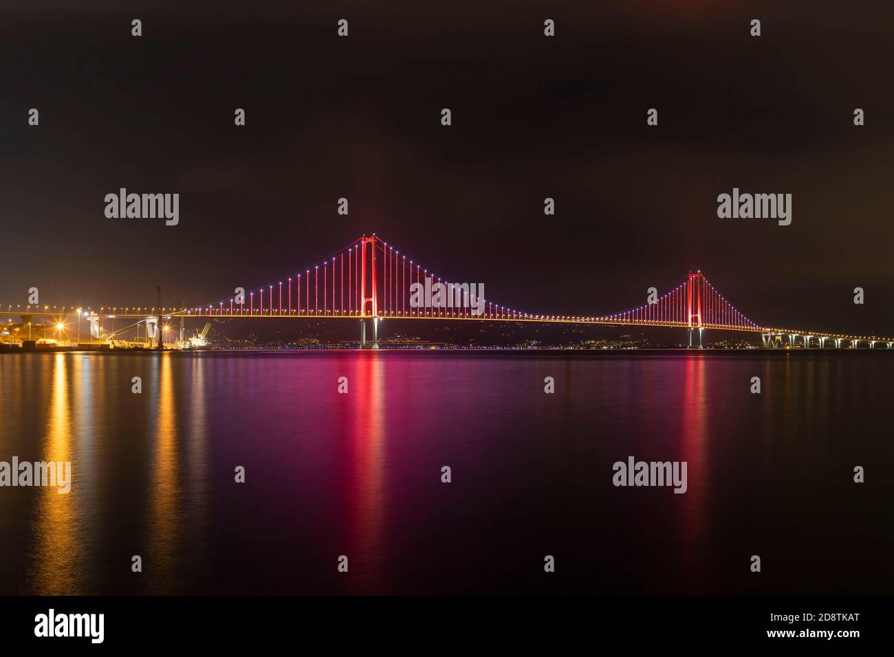 Osmangazi Bridge (Izmit Bay Bridge). IZMIT, KOCAELI, TURKEY. Longest bridge in Turkey and the fourth-longest suspension bridge in the world by the len Stock Photo