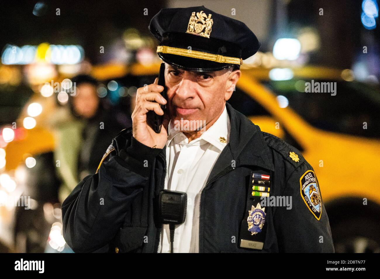 New York, United States. 31st Oct, 2020. New York Police Department officers secure the area before a planned protest near Union Square on October 31, 2020 in New York, New York. Photo: Chris Tuite/ImageSPACE/Sipa USA Credit: Sipa USA/Alamy Live News Stock Photo