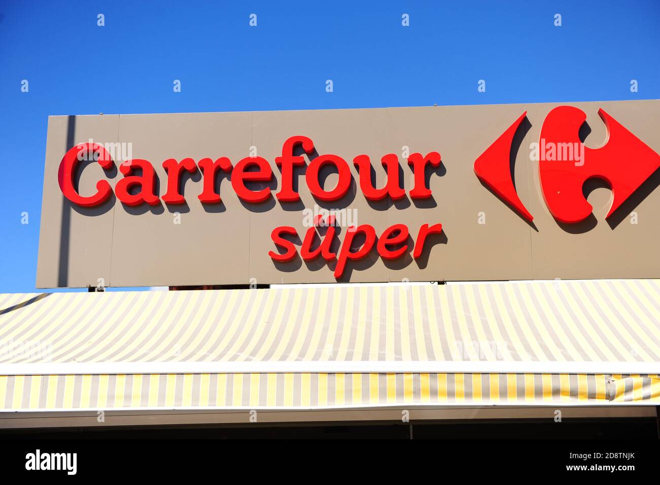 FETHIE, TURKEY - OCTOBER 11: The famous chain of carrefour grocery stores  in Fethie on October 11, 2020. Stock Photo