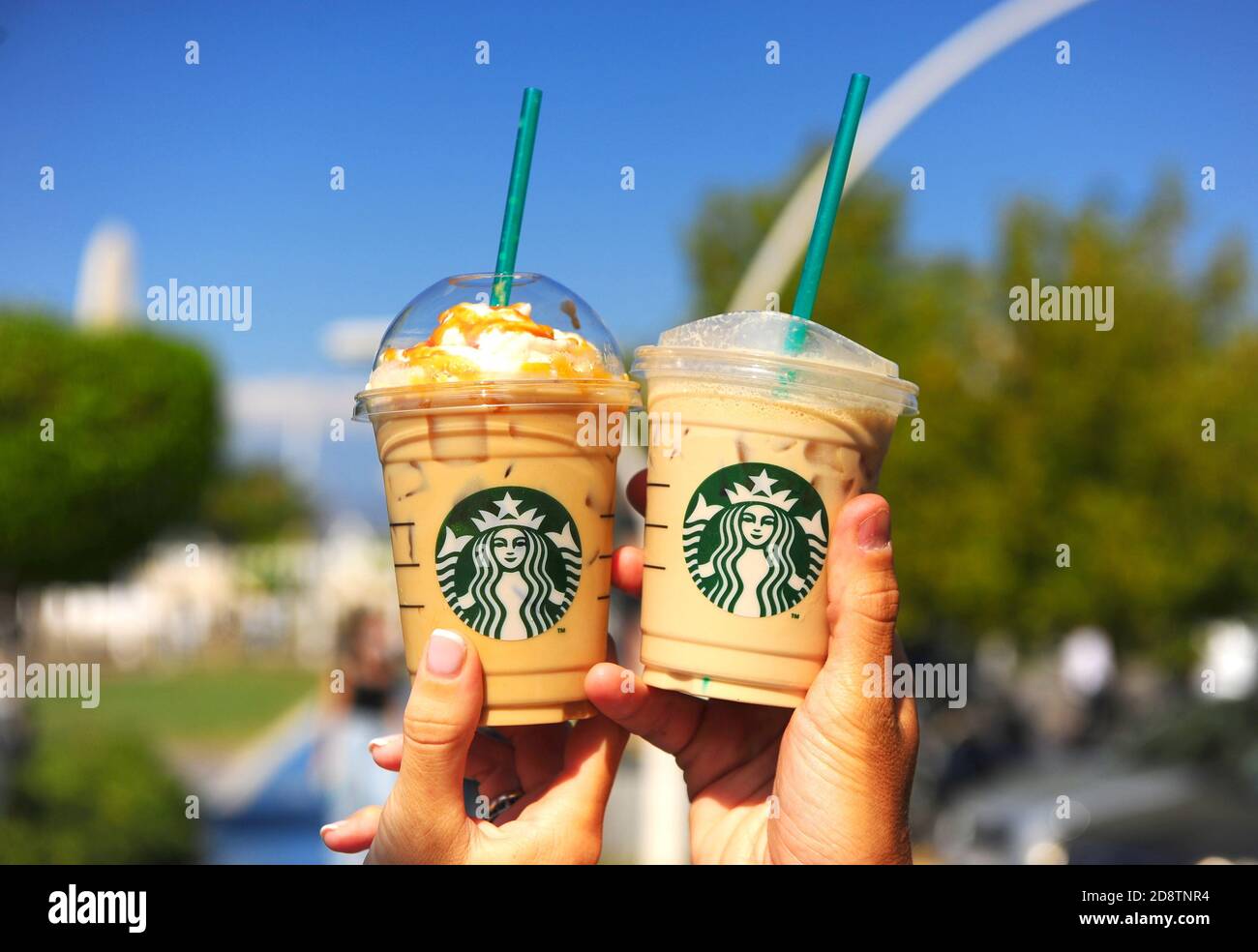 FETHIE, TURKEY - OCTOBER 11: Delicious cold coffee from Starbucks  in Fethie on October 11, 2020. Stock Photo